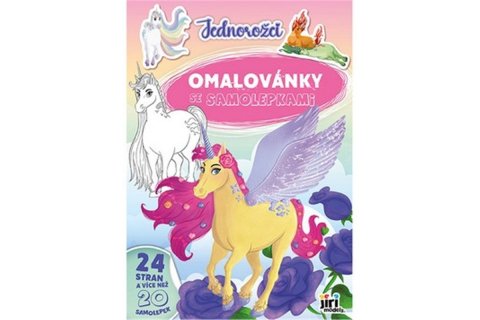 neuveden: Jednorožci - Omalovánky A4 se samolepkami