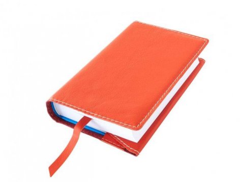 neuveden: Variabilní kožený obal na knihu se záložkou - kůže cihlová