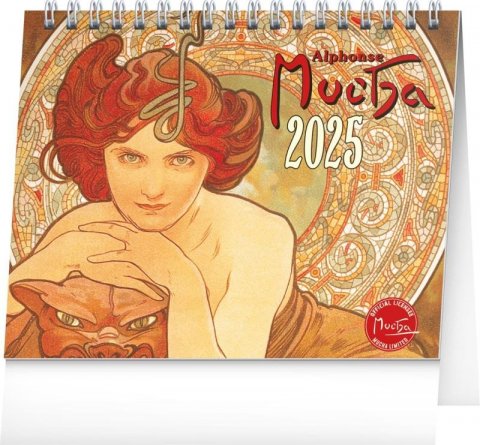 neuveden: Kalendář 2025 stolní: Alfons Mucha, 16,5 × 13 cm