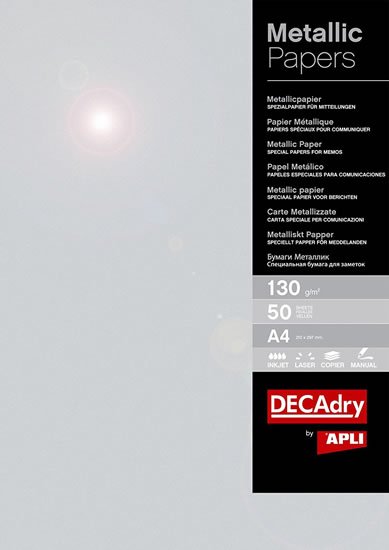 neuveden: Metalický papír A4 130 g - stříbrný 50 ks