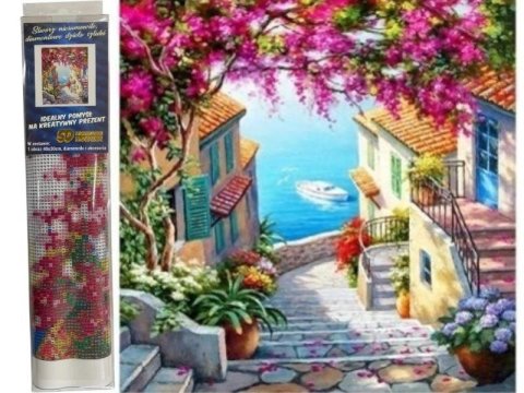 neuveden: Diamantový obrázek - Přímořská ulička 30 x 40 cm