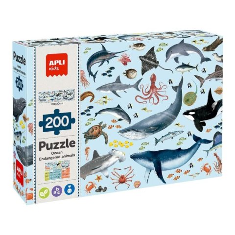 neuveden: APLI edukativní puzzle – Ohrožená zvířata v oceánu, 200 ks