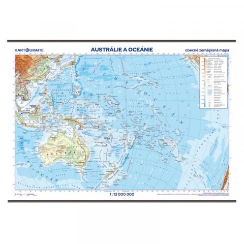 neuveden: Austrálie a Oceánie - školní nástěnná zeměpisná mapa 1:13 mil./136x96 cm