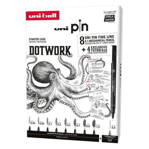 neuveden: UNI PIN sada Dotwork dárkový box, 8 linerů + SHALAKU mikrotužka