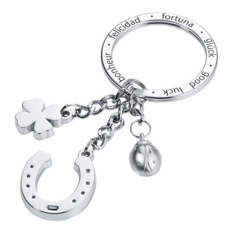 neuveden: Troika klíčenka - podkova, beruška, čtyřlístek (kovová, stříbrná)