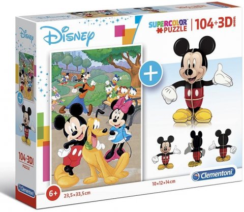 neuveden: Puzzle Supercolor Mickey 104 dílků + 3D model