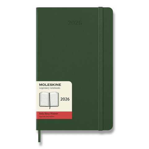 neuveden: Diář Moleskine 2026 - tvrdé desky, L, denní, tmavě zelený