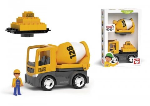 neuveden: MULTIGO BUILD 2+1 - Auto s Igráčkem, domíchávač, stavební deska, kostky