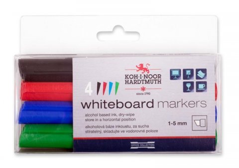 neuveden: Koh-i-noor značkovače White Board sada 4ks - plochý hrot