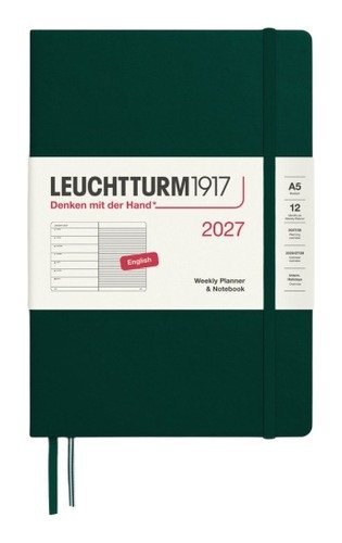 -: Týdenní plánovač & Zápisník Forest Green, Medium A5 2027, anglicky