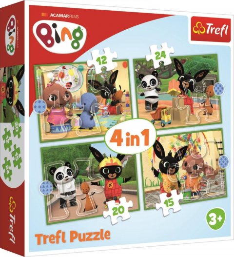 neuveden: Trefl Puzzle Bing - Šťastný den 4v1 (12,15,20,24 dílků)