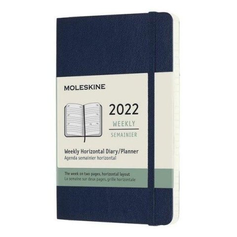 neuveden: Moleskine Horizontální diář 2022 modrý S, měkký, tvrdý
