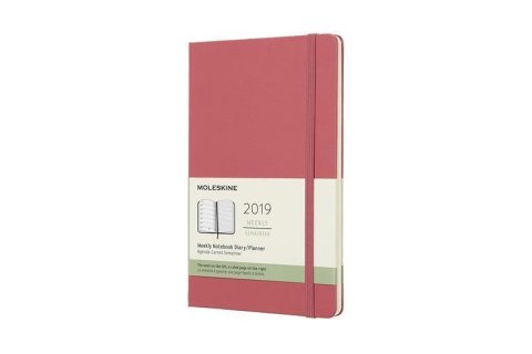 neuveden: Moleskine: Plánovací zápisník 2019 tvrdý růžový L
