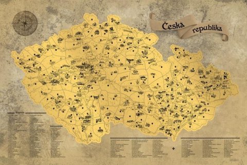 neuveden: Stírací mapa Česka Deluxe XXL - zlatá