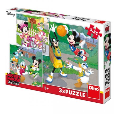 neuveden: Mickey a Minnie sportovci: puzzle 3x55 dílků