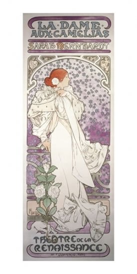 neuveden: Pohled Alfons Mucha – La Dame aux Camélias pohled - dlouhý