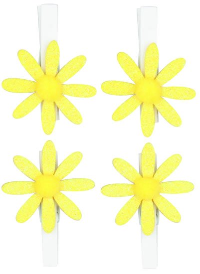 neuveden: Kolíčky 5cm s kytičkou - žlutá s glitry 4ks neuveden: Kolíčky 5cm s kytičkou - žlutá s glitry 4ks