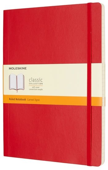 neuveden: Zápisník Moleskine - měkké desky, XL, linkovaný - červený