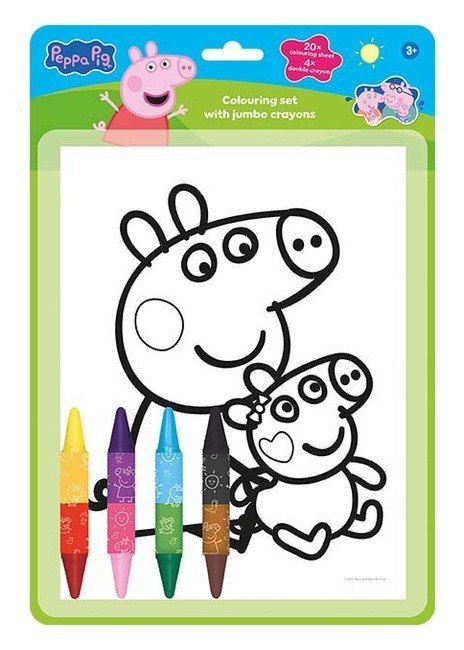 -: Prasátko Peppa - Omalovánkový set s oboustrannými voskovkami