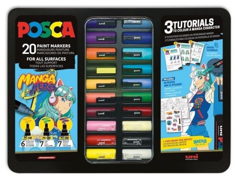 neuveden: Posca sada popisovačů PC-1M/PC-3M/PC-5M - MANGA HERO (20 ks)