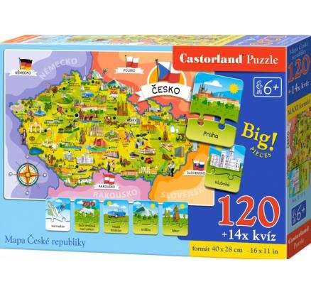 neuveden: Puzzle mapa Česká republika 120 dílků + 14x kvíz