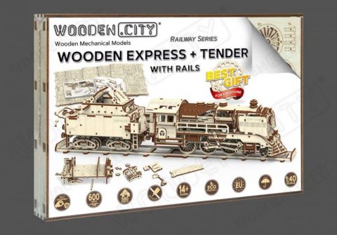 neuveden: Wooden City Puzzle 3D Vlak + vagon, dřevěné