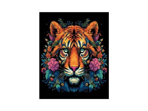 neuveden: Malování na plátno Tygr v květinách 40x50 cm