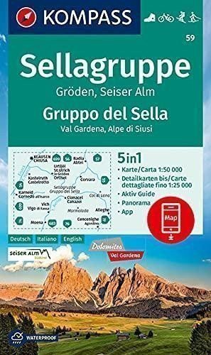 neuveden: Sella Group, Gruppo del Sella 1:50 000 / turistická mapa KOMPASS 59