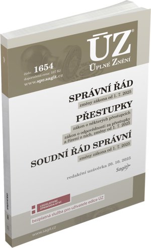 neuveden: ÚZ 1654 Správní řád, Soudní řád správní, Přestupky