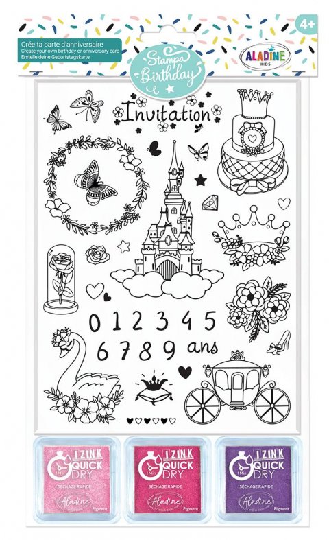 neuveden: Razítka Aladine Stampo Birthday - princezny