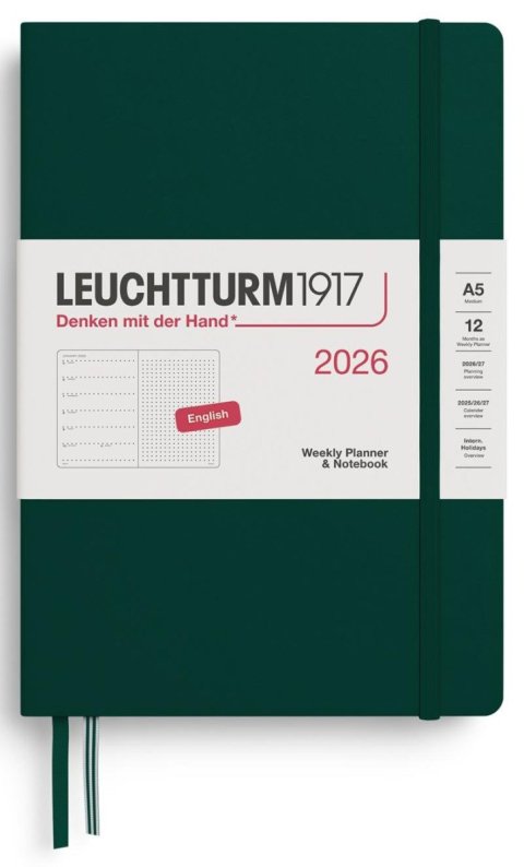 neuveden: Weekly Planner & Notebook 2026 Medium (A5) Forest Green - tečkovaný neuveden: Weekly Planner & Notebook 2026 Medium (A5) Forest Green - tečkovaný