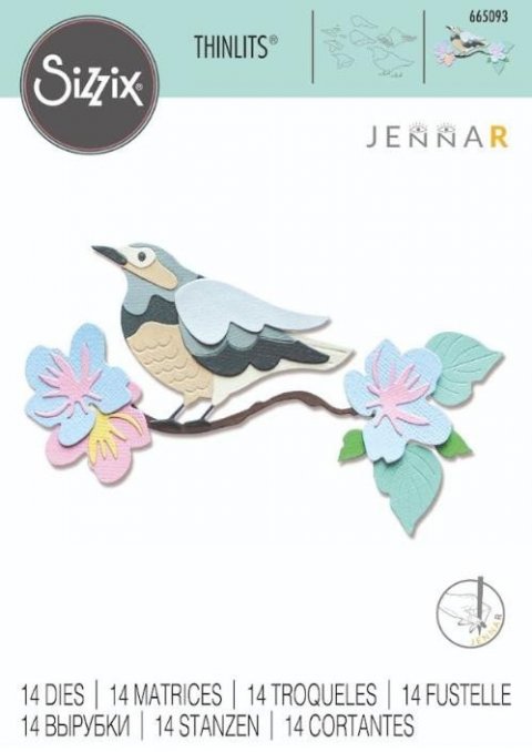 neuveden: SIZZIX Vyřezávací kovové šablony Thinlits - Jarní ptáče 14 ks