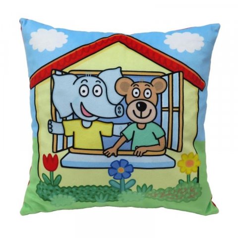 neuveden: Polštář Slon Eda neposeda a Pepa popleta - domeček 30x30 cm