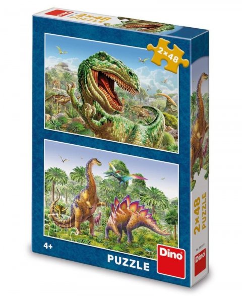 neuveden: Puzzle Souboj dinosaurů 2x48 dílků