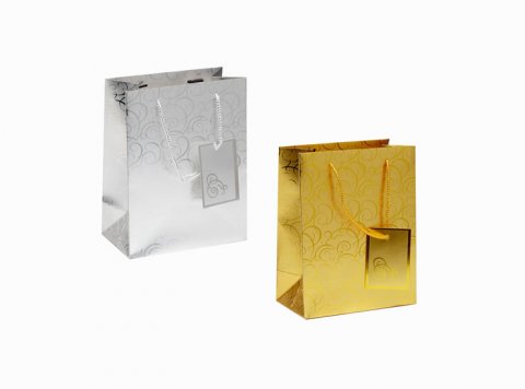neuveden: Dárková taška - Zlatá, Stříbrná aluminiový povrch a prolis/23x17,5x9(2 druh neuveden: Dárková taška - Zlatá, Stříbrná aluminiový povrch a prolis/23x17,5x9(2 druh