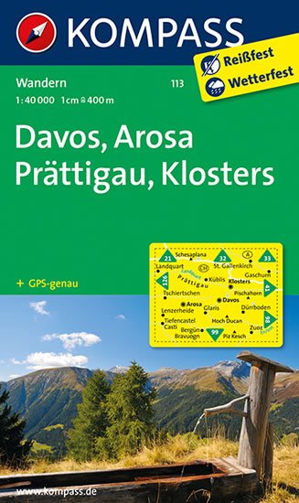 neuveden: Davos, Arosa, Prättigau, Klosters 1:40 000 / turistická mapa KOMPASS 113