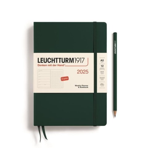 neuveden: Leuchtturm1917 Weekly Planner & Notebook Medium (A5) 2025 Forest Green - te