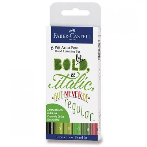 neuveden: Faber - Castell Popisovač Pitt Artist Pen Handlettering - zelená sada 6 ks