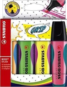 neuveden: Zvýrazňovač STABILO BOSS SPLASH ,sada 4 ks v pouzdru