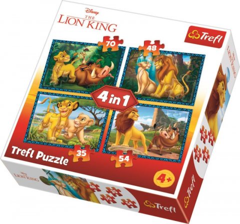 neuveden: Trefl Puzzle Lví král 4v1 (35,48,54,70 dílků)