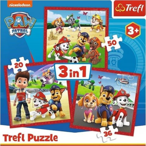 neuveden: Trefl Puzzle Tlapková patrola: Veselí pejsci/3v1 (20,36,50 dílků)