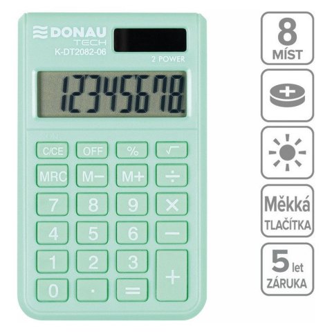 neuveden: Kapesní kalkulačka DONAU TECH 2082, 8místná, sv. zelená