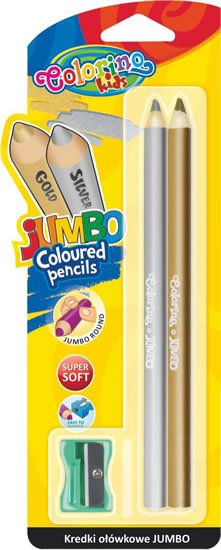 neuveden: Pastelky kulaté JUMBO s ořezávátkem- zlatá a stříbrná