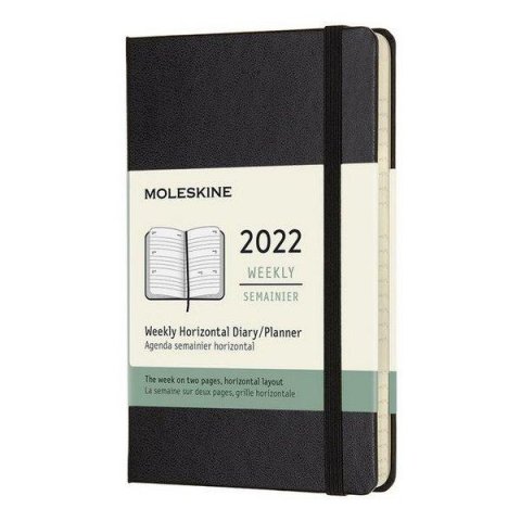 neuveden: Moleskine Horizontální diář 2022 černý S, týdenní, tvrdý