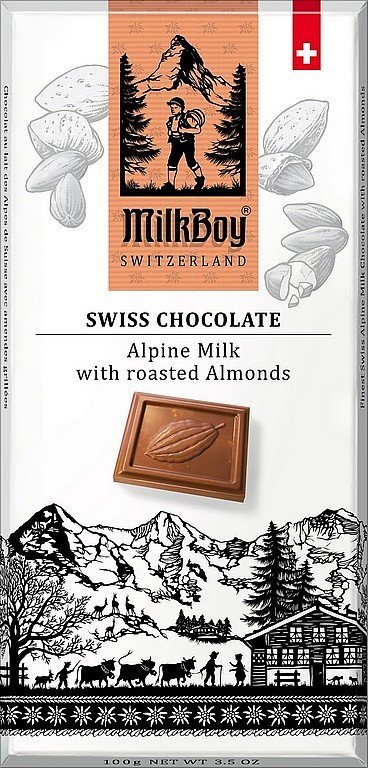 neuveden: MILKBOY SWISS Mléčná čokoláda roasted Almonds 85g