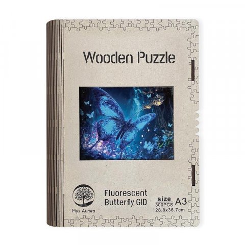 neuveden: Dřevěné puzzle/Fluorescentní motýl A3 sv