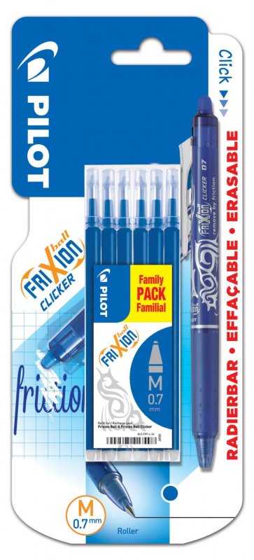 neuveden: Pilot FriXion Clicker 0,7 + 6ks modrá náplň