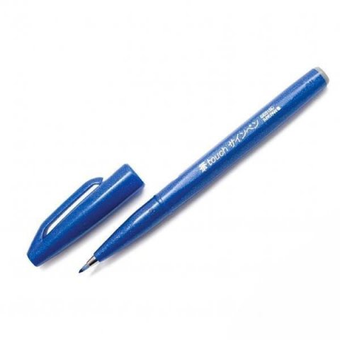 neuveden: Popisovač Pentel Touch Brush - modrý