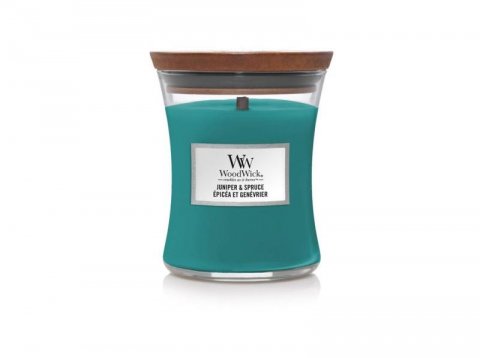 neuveden: WoodWick Juniper & Spruce svíčka váza 275g