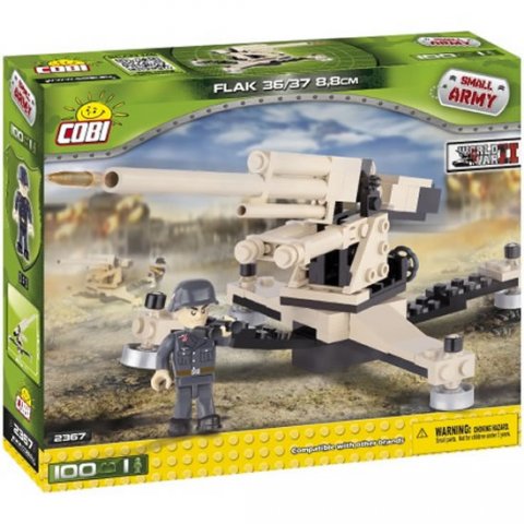 neuveden: Stavebnice COBI 2367 II World War Dělo Flak 8,8 cm/100 kostek+1 figurka